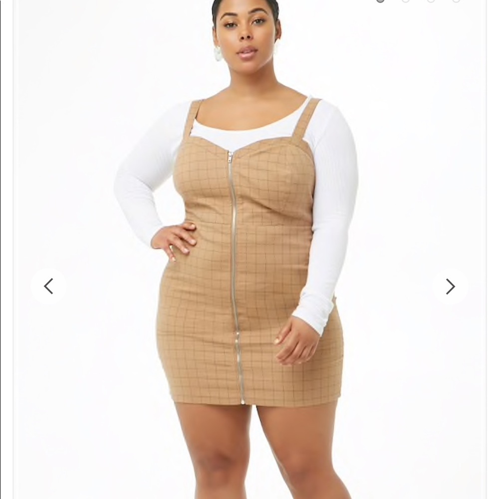 Forever 21+ Grid Pinafore Dress